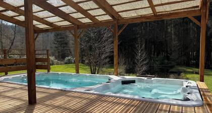 Forest setting with swim spa