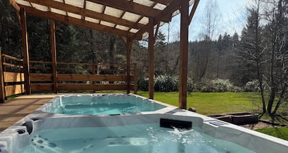 Forest setting with swim spa