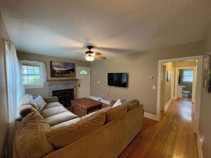 TV, fireplace, offices