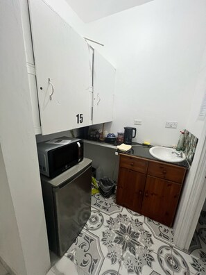 Fridge, microwave, electric kettle