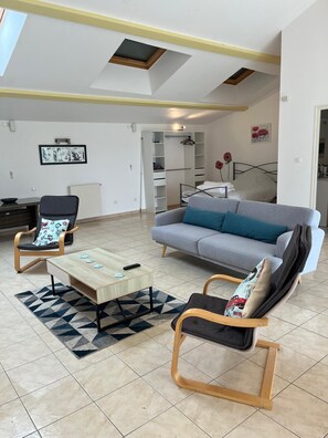 TV connectée, cheminée, baby-foot, table de tennis de table