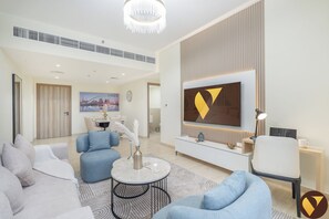 Luxury Apartment, Balcony, Canal View | Living area - Elegant 2BR Canal View Near Dubai Mall (Dubai)