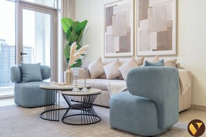 Luxury Apartment, Balcony, Canal View | Living area - Elegant 2BR Canal View Near Dubai Mall (Dubai)