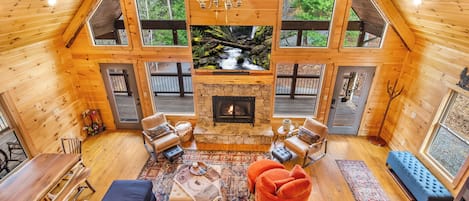 Smart TV, fireplace, video games, ping pong