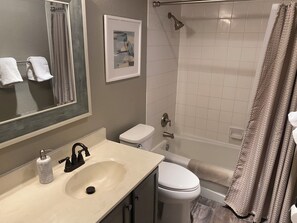 Shower, hair dryer, towels, soap -  Completely remodeled 3-bedroom 2 bath in south Lubbock. 7 min to Tech. (Lubbock)