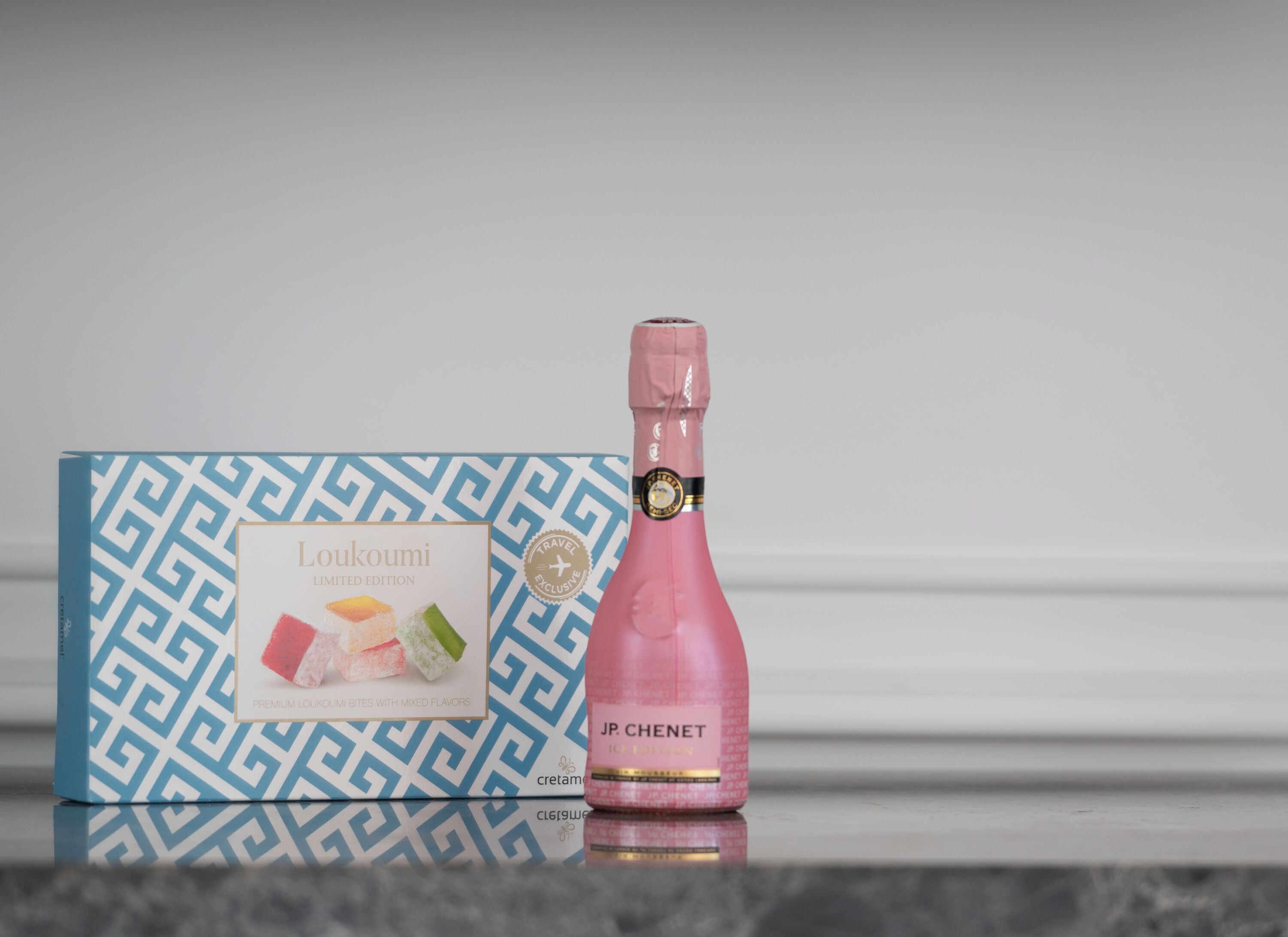 A Loukoumi box and a bottle of JP Chenet ICI 2013.