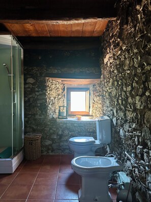 Douche, séchoir à cheveux, bidet, serviettes fournies