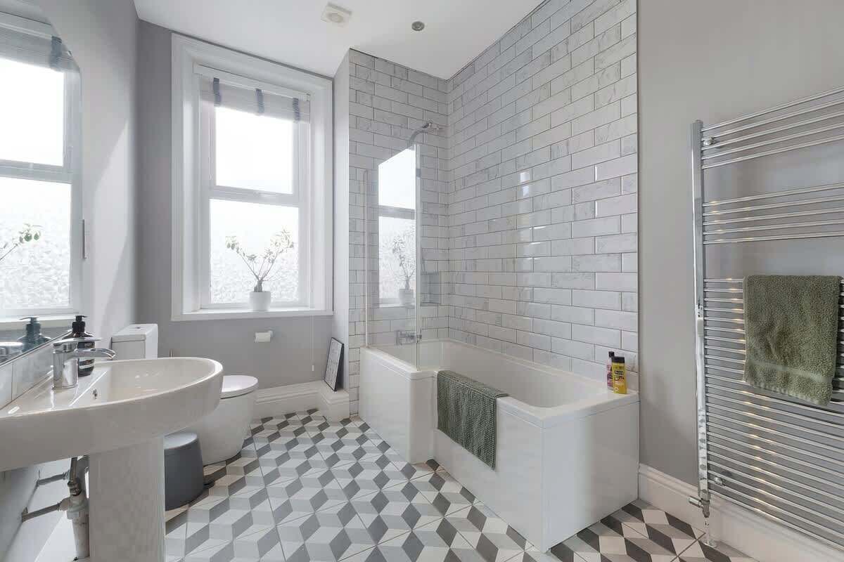 Shower, hair dryer, shampoo