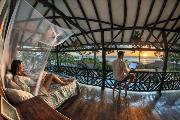 Balcony View from the Master Bedroom. Get an overview of the worlds best sunsets with your partner while lounging in your ourdoor daybed. At night control the atmosphere with our numerous light dimmers.