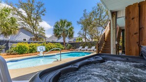 Outdoor pool, a heated pool - Backyard Oasis! 
Brand New Listing - Heated Pool & Hot Tub! (Oak Island)