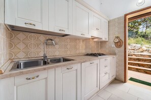 Kühlschrank, Mikrowelle, Herdplatte, Geschirrspüler