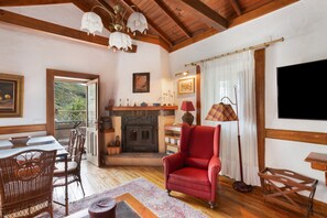 Televisión y chimenea 