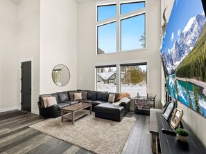 Smart TV, fireplace, DVD player