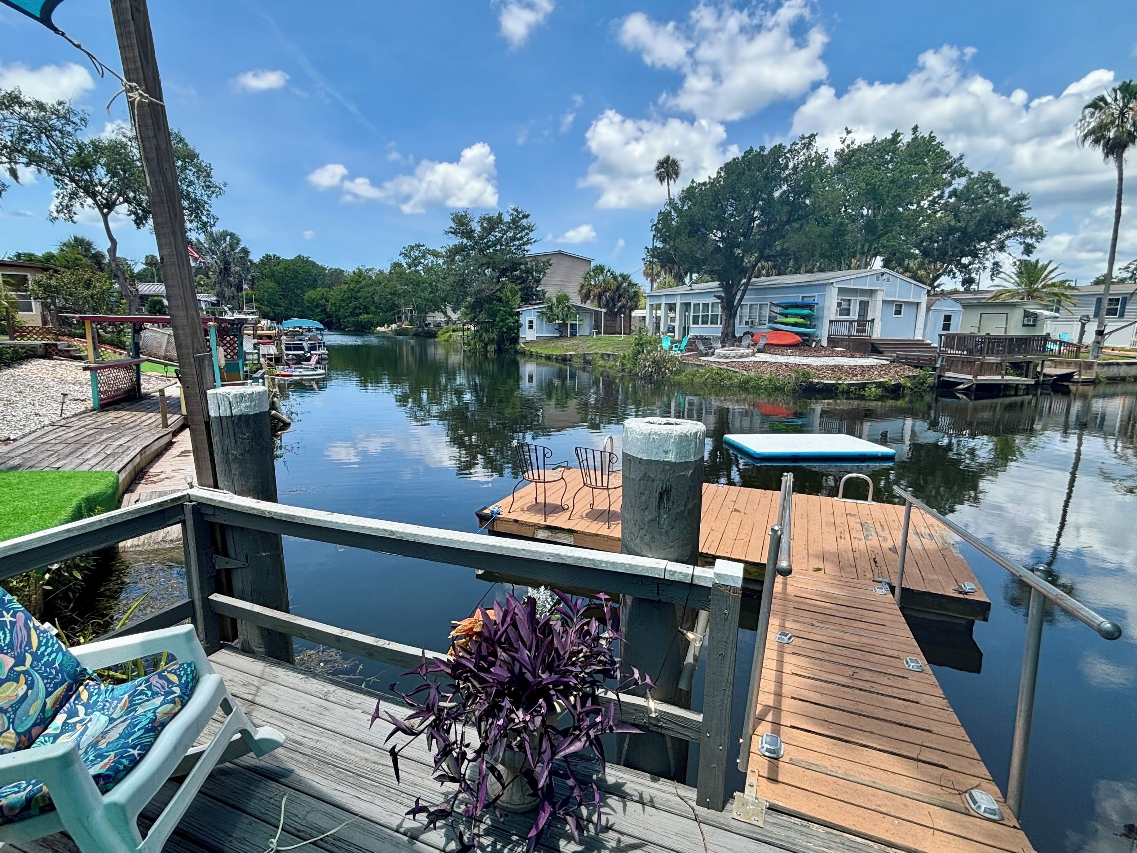 Floating dock view of the river.