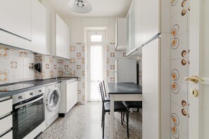 Fridge, microwave, oven