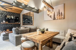 Smart TV, fireplace, video games, ping pong