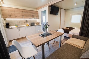 Mobile Home (Tree House) | Private kitchen | Fridge