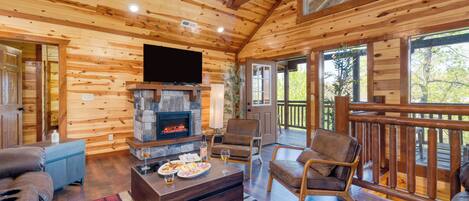 Smart-tv, eldstad och tv-spel