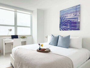 Iron/ironing board, travel crib, WiFi, bed sheets