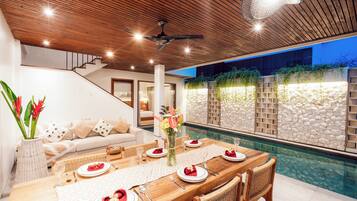 Vila Eksklusif, 3 kamar tidur, kolam renang pribadi | Ruang makan