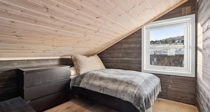Modern mountain cabin skiing, views and hiking