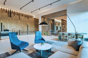 Hotel entrance and lobby at Element by Marriott Las Vegas Symphony Park
