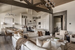 TV, fireplace - Holiday Availability! Luxury Townhome with Hot Tub! Game Room! Firepit! (Big Sky)