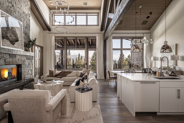 TV, fireplace - Holiday Availability! Luxury Townhome with Hot Tub! Game Room! Firepit! (Big Sky)