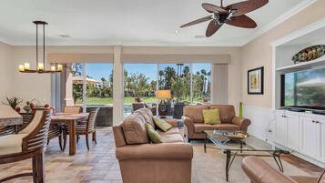 Télévision, cheminée, espaces bureaux