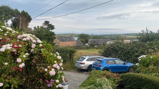A residential area with parked cars, a garden with hydrangeas, and houses in the background. - Welcoming 3-bedroom cottage with WiFi in Cork (Cork)