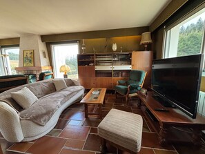 TV, fireplace - Character house in Autrans, 4 bedrooms, 7 pers, serene with mountain views (Méaudre)