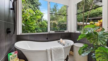 Douche, sèche-cheveux, serviettes fournies