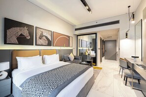 Iron/ironing board, Internet, bed sheets - Studio with City Views & Modern Amenities in MAG 318, Business Bay (Business Bay)