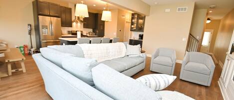 TV, fireplace, video games, offices