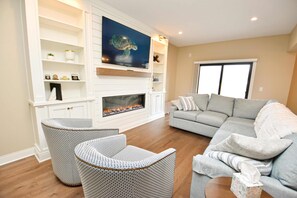 TV, fireplace, video games, offices