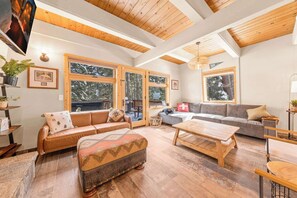 Télévision, cheminée, espaces bureaux