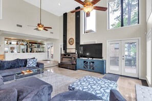 TV, printers - NEW! Lakefront Retreat with Private Pool, Hot Tub and Dock (Montgomery)