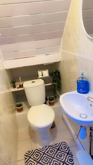 Maison | Salle de bain | Ensemble baignoire-douche, baignoire profonde, séchoir à cheveux