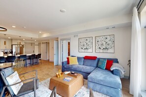 TV, fireplace - Modern Condo—Hot Tub, Grill, Close to Skiing & Downtown Fun (Winter Park)