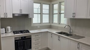 Fridge, microwave, oven, toaster