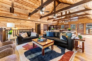TV, fireplace, foosball, books