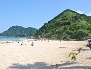 On the beach, white sand