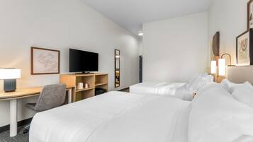 Desk, laptop workspace, WiFi (free), bed sheets