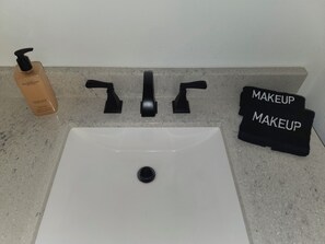 Shower, towels, soap, shampoo