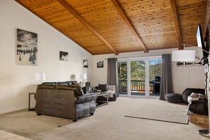 Télévision, cheminée, livres