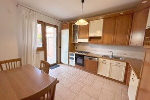 Fridge, oven, dishwasher, coffee/tea maker