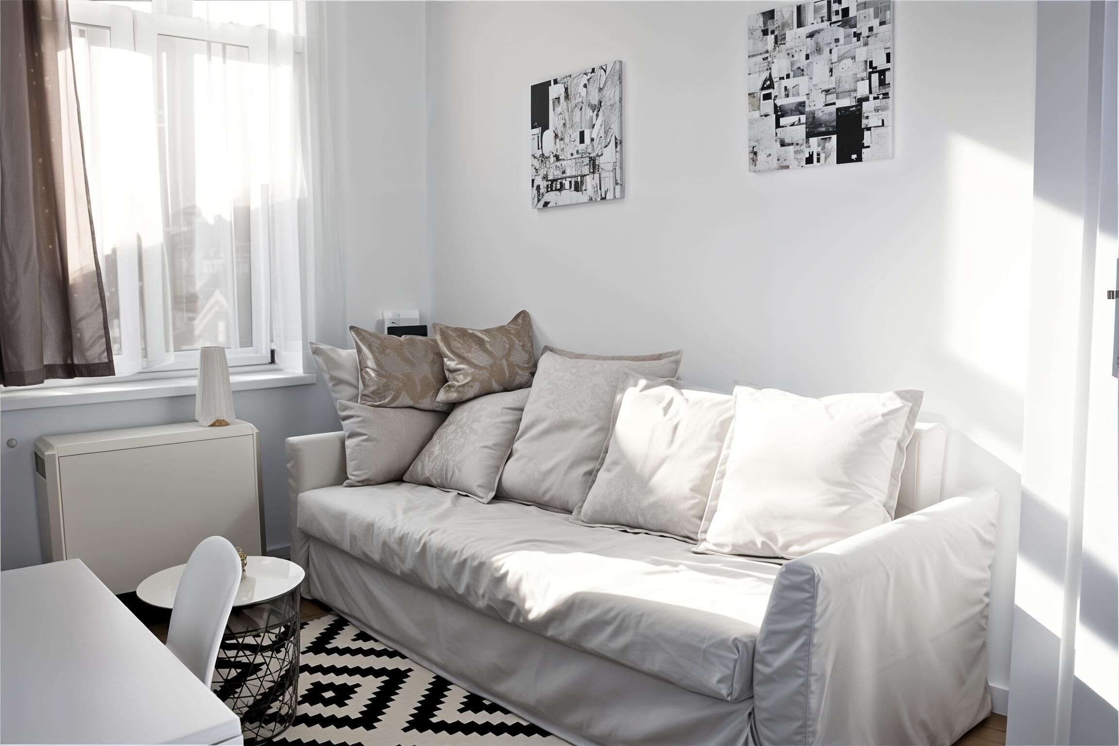 コンフォート スタジオ ダブルベッド 1 台 簡易キッチン シティビュー | リビング エリア