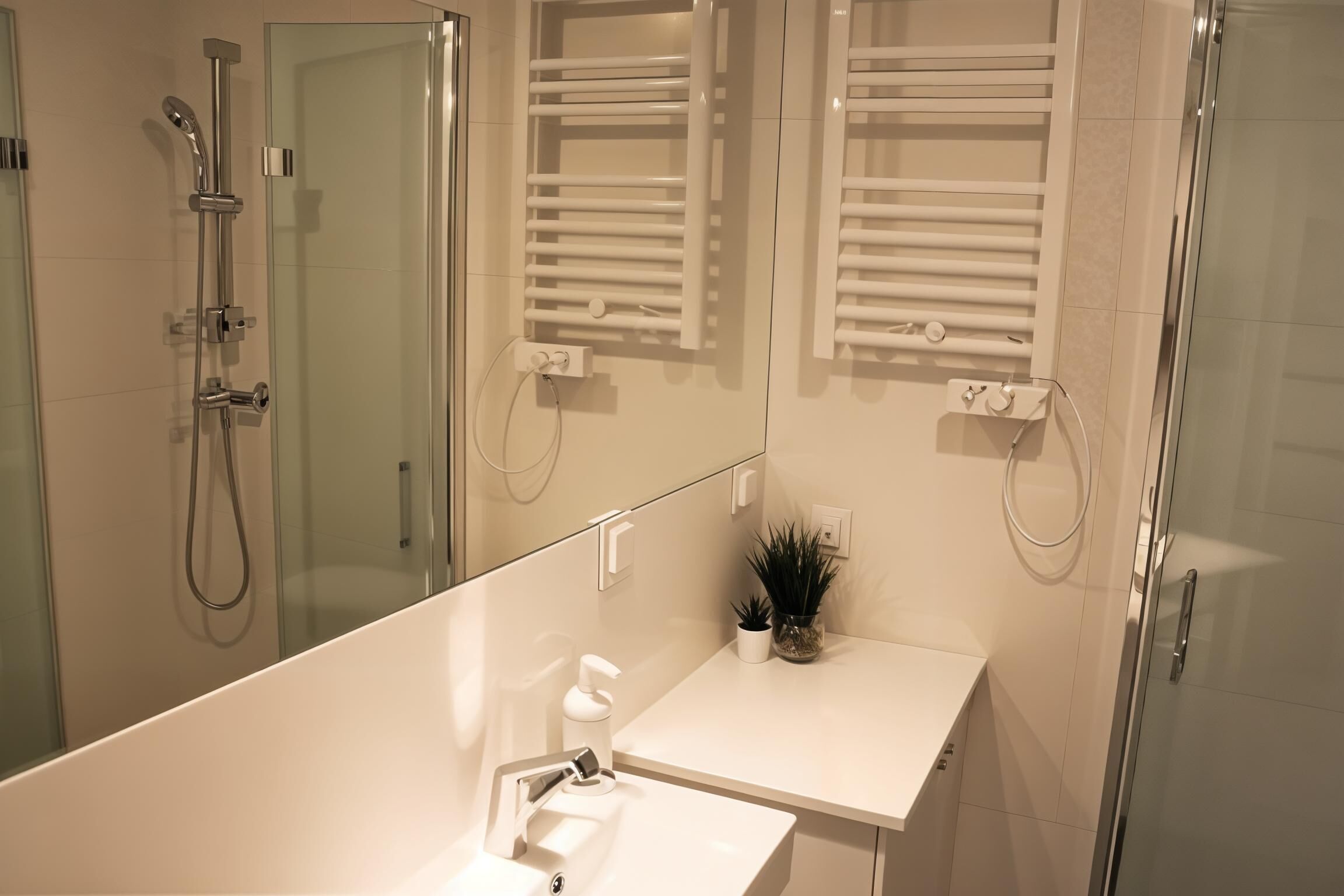 Monolocale comfort, 1 letto matrimoniale con divano letto, angolo cottura, vista cortile | Bagno