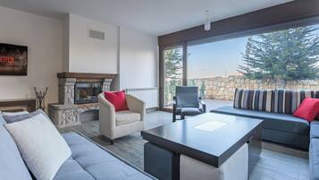 TV, fireplace