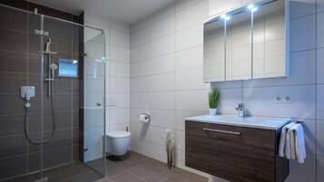 Dusche, Haartrockner, Handtücher